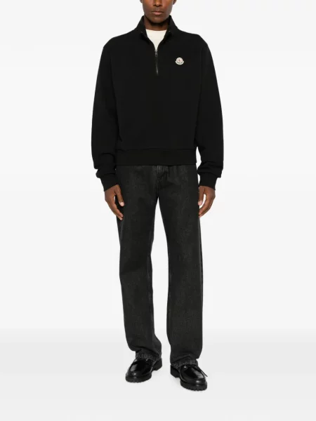 Hanorac cu fermoar Moncler cu autograf negru