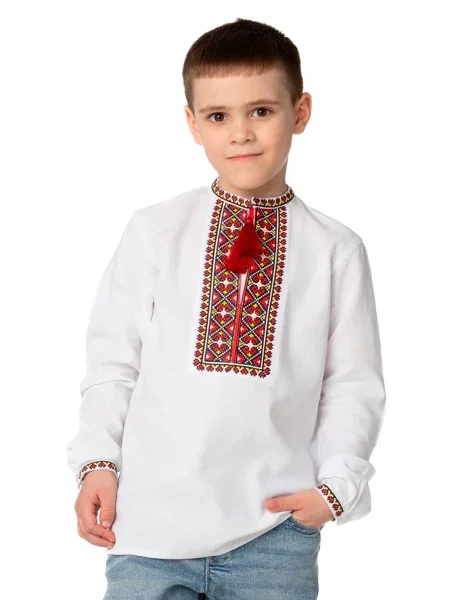 Лляна Дитяча Вишита сорочка Folk Moda білий
