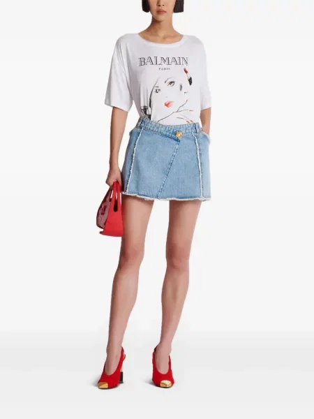 Fustă din denim Balmain albastru