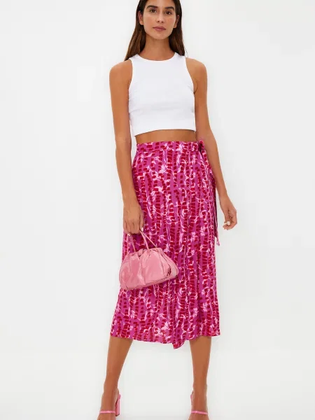 Fustă midi Trendyol până la genunchi violet