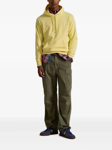 Pletená kostkovaná košile Polo Ralph Lauren s kapucí hnědá