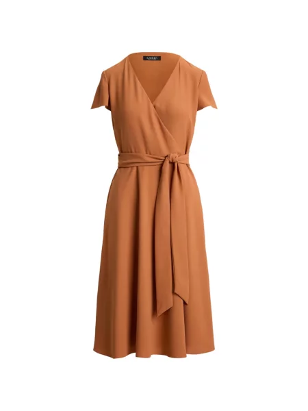 Cu centură rochie midi Lauren Ralph Lauren portocaliu