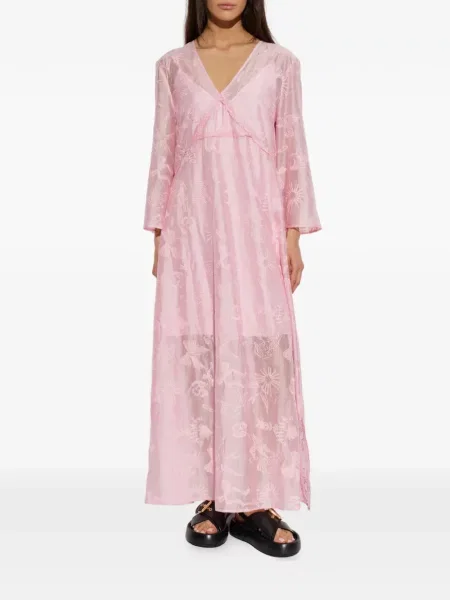Rochie maxi Munthe cu broderie roz