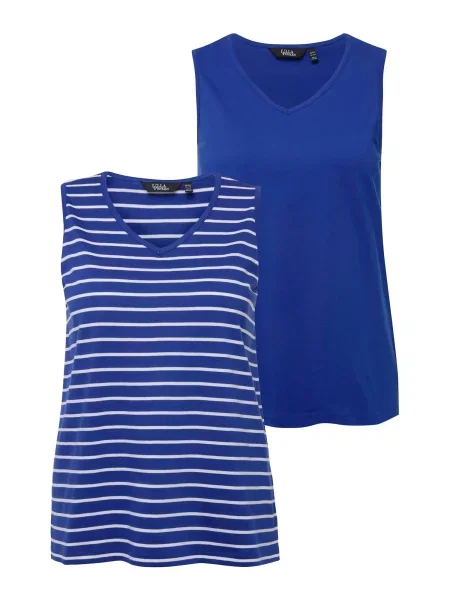 Ulla Popken Top albastru / albastru cobalt alb