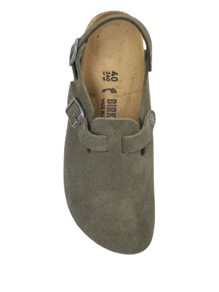 Papuci tip mules Birkenstock cu cataramă slingback verde