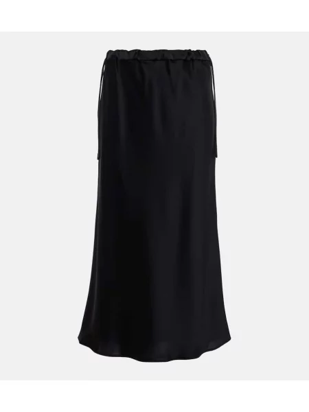 Fustă midi Max Mara din satin până la genunchi negru