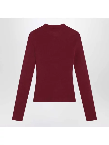 Lniany top Balenciaga z okrągłym dekoltem czerwony