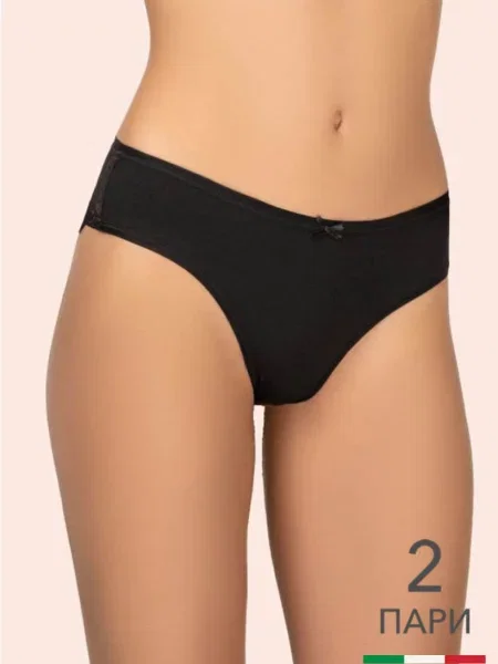 Трусики бразилиана 2 шт. СL COTTON в упаковке 2 шт. цена за комплект чорні