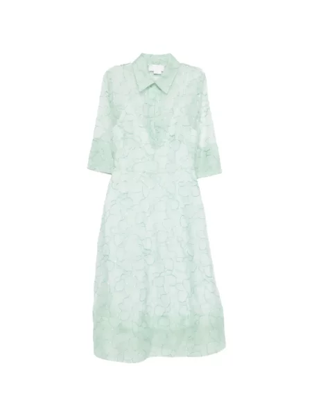Rochie Genny cu paiete cu model floral de costum verde