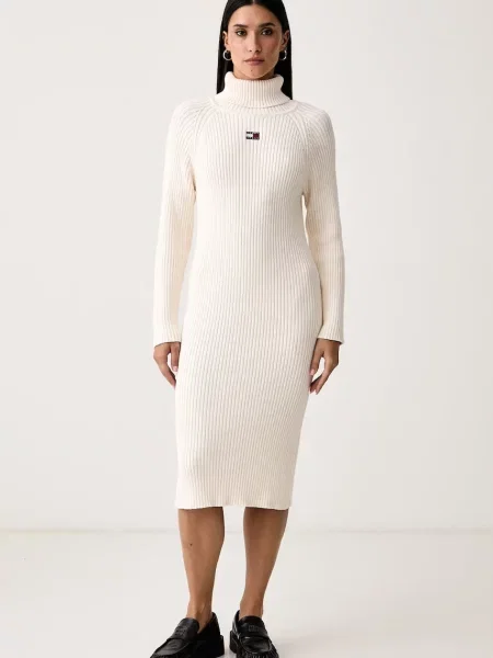 Tommy Jeans rochie tricotată din bej