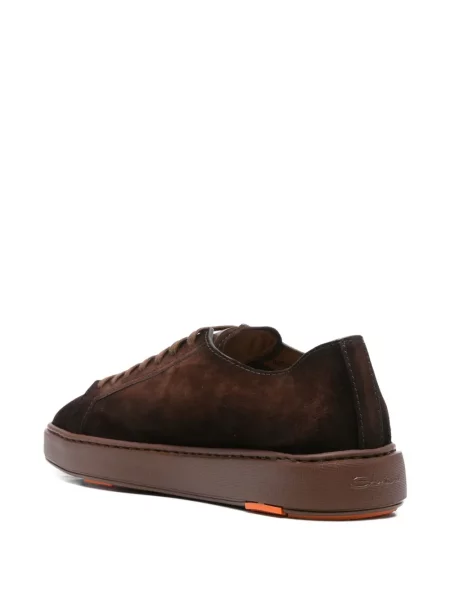 Sneakerși Santoni cu șireturi din piele de căprioară maro