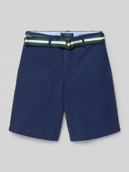 Bermudy z bawełnianej mieszanki w kroju regular fit model BEDFORD' Polo Ralph Lauren Teens granatowe