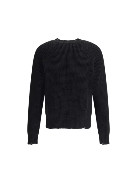 Swetry Mężczyzna L Dzianinowy sweter z efektem zniszczenia Dsquared2 czarny