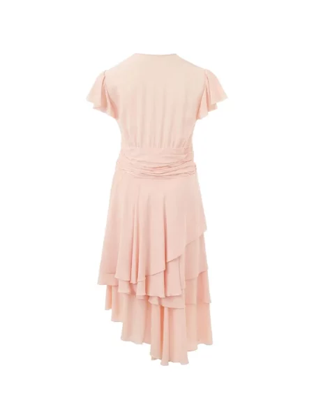 Rochie Lardini cu volane asimetrică roz