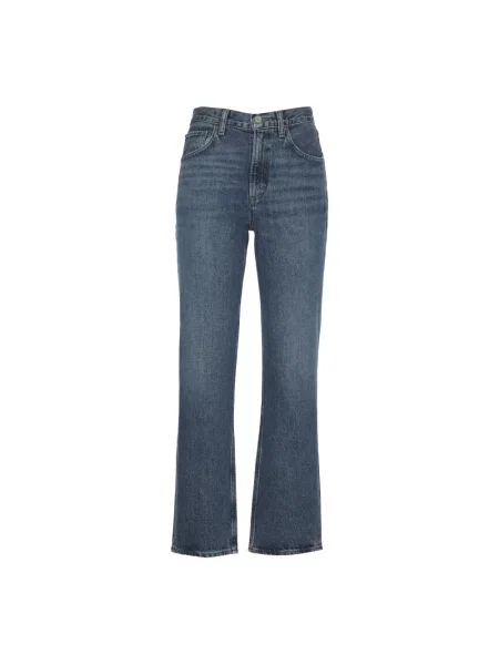 Lniane jeansy Agolde niebieskie