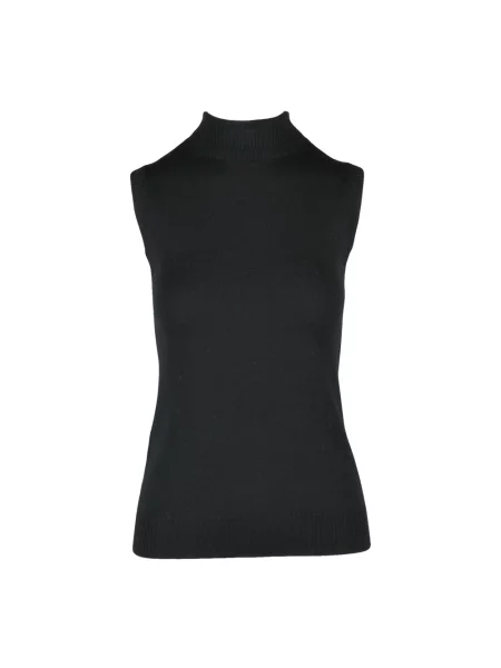 Lniany sweter z golfem Sportmax czarny