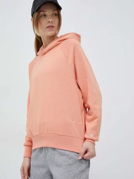 Суичър с качулка Champion с качулка оранжево