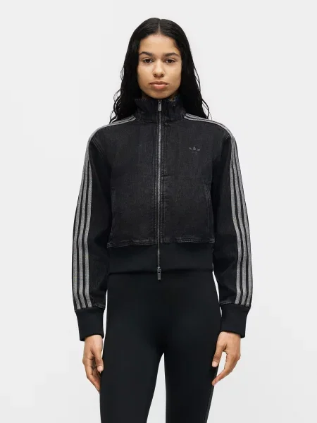 ADIDAS ORIGINALS Prechodná bunda FB sivá / denim čierny