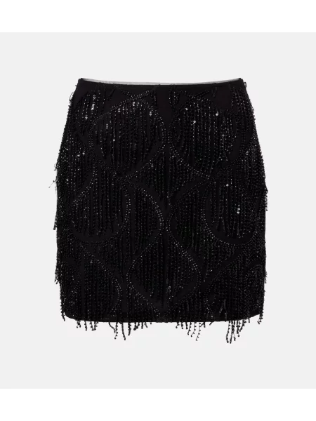 Fustă Rotate cu franjuri negru
