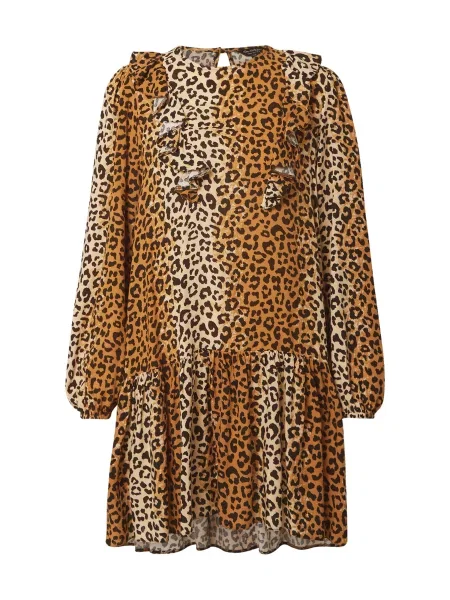Miss Selfridge Obleka FRIL / rjava / temno rjava bež