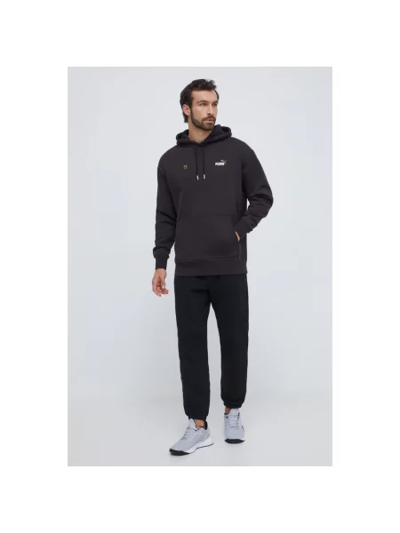 Haftowana bluza z kapturem Puma czarna
