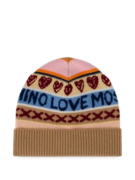 Căciulă Love Moschino cu motiv cu inimi cu autograf