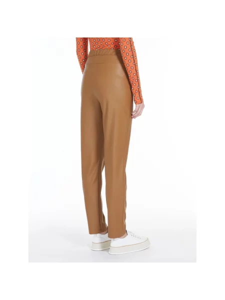 Spodnie Max Mara z elastyczną talią brązowe
