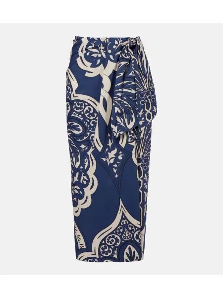 Fustă Johanna Ortiz cu imagine din poplin albastru