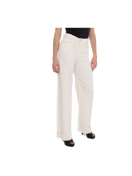 Lniane szerokie jeansy Emporio Armani białe