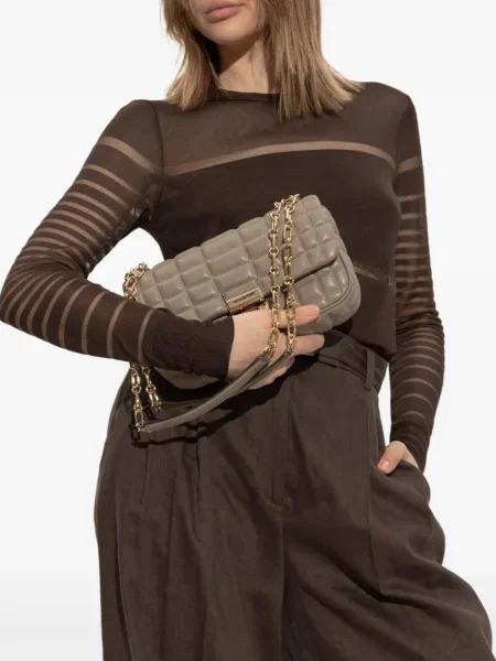 Pikowana torebka skórzana Michael Michael Kors skórzana szara