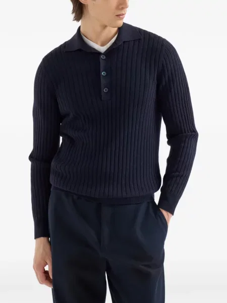 Tricou polo Brunello Cucinelli din cașmir albastru