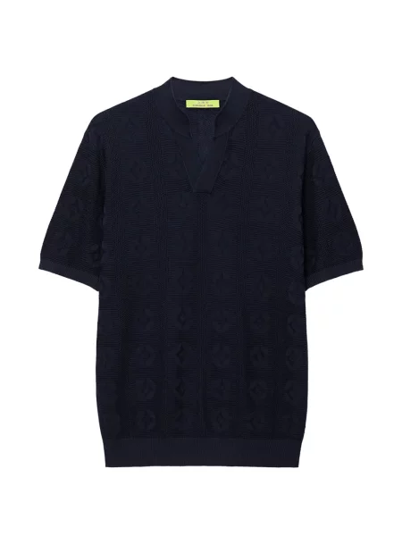 Tricou Shanghai Tang cu decolteu în V albastru