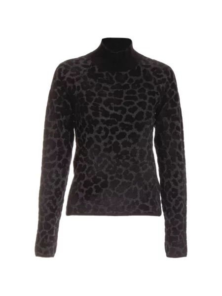 Pulover Just Cavalli cu imagine cu model leopard negru