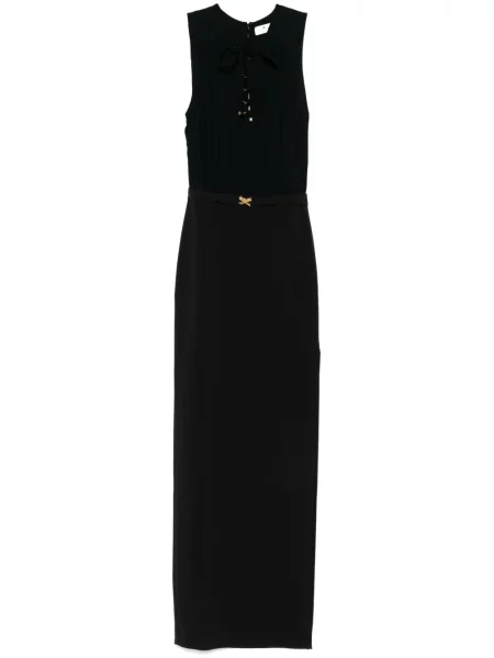 Rochie maxi Elisabetta Franchi cu șireturi din dantelă de costum negru