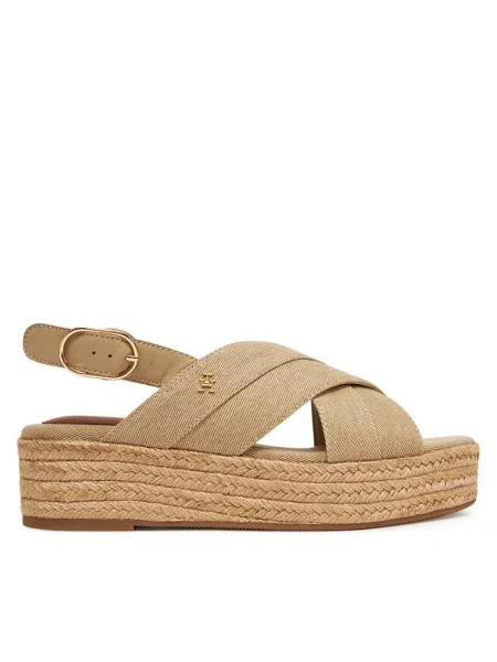 Tommy Hilfiger Buty Kobieta 40 EU Denim Denimowe sandały espadryle na platformie beżowy