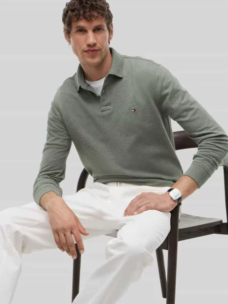 Koszulka polo o kroju regular fit z mieszanki bawełny Tommy Hilfiger oliwkowa