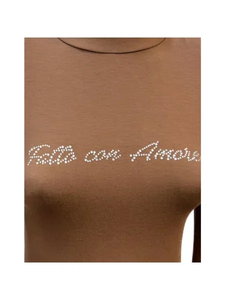 Sweter z golfem Giulia N Couture do golfa brązowy
