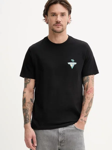 Krótka koszulka Guess Jeans z krótkim rękawem czarna