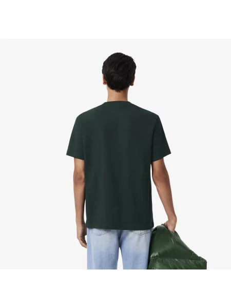 Lacoste T-Shirt Z Grubej Dzianiny Jersey Landscape Crocodile zielony