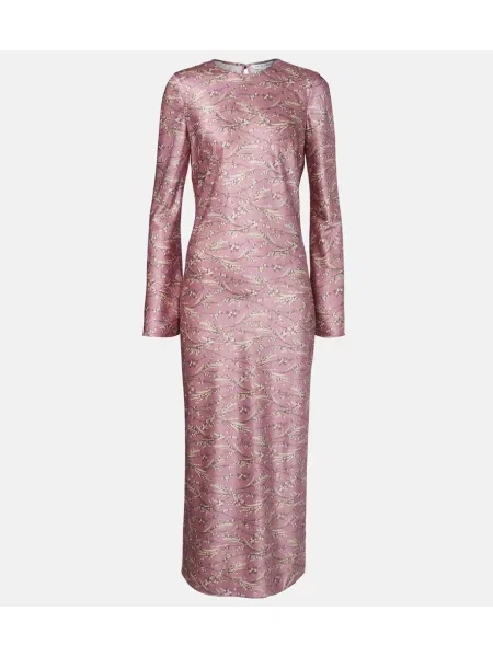 Rochie midi Veronica Beard din satin cu model floral violet