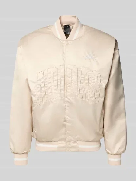 Bomberka o kroju regular fit ze stójką Adidas Sportswear beżowy