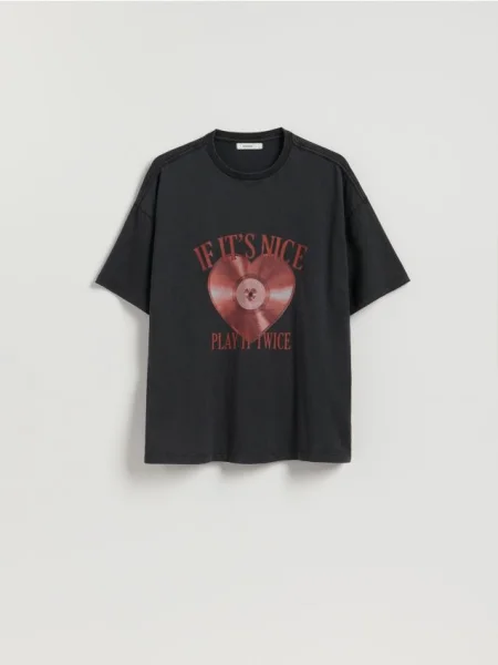 Reserved Tricou cu imprimeu deschis gri