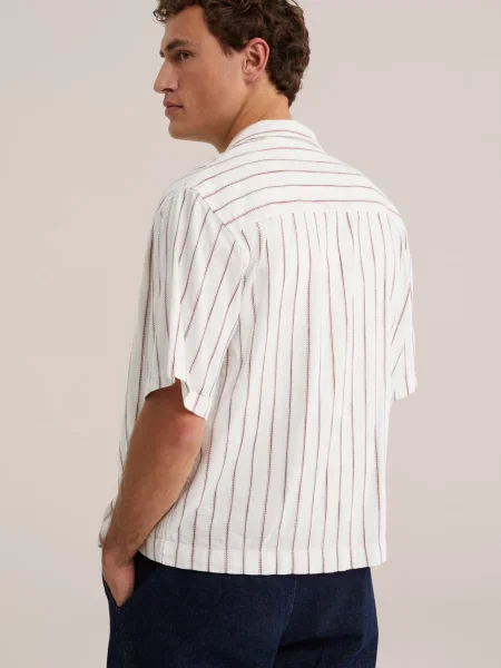 WE Fashion Košeľa vínovo červená biela