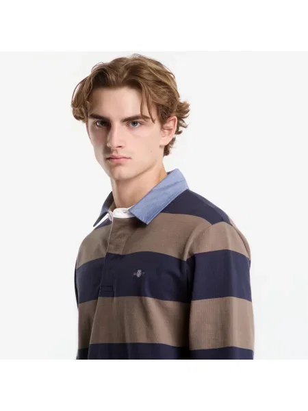 Тениска Gant Reg Chambray Stripe Heavy Rugger Clay XL