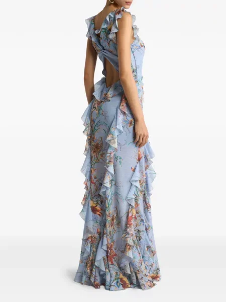 Rochie maxi Etro cu volane albastru