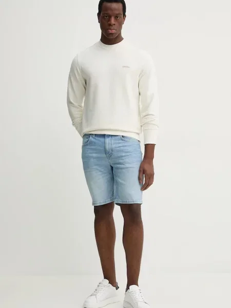Bluza nierozpinana Calvin Klein Jeans z okrągłym dekoltem elegancka beżowa