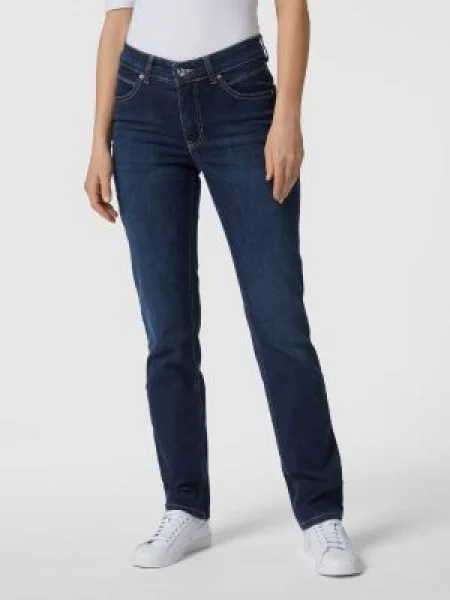 Jeansy o kroju feminine fit z 5 model ‘MELANIE’ Mac granatowe