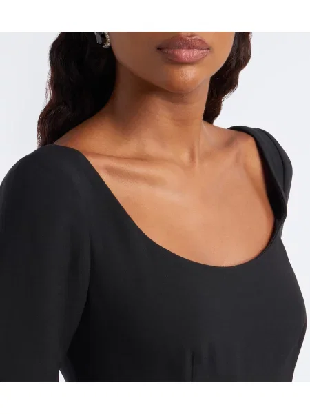 Vlnené kvetinové midi šaty Roland Mouret s aplikáciou čierna