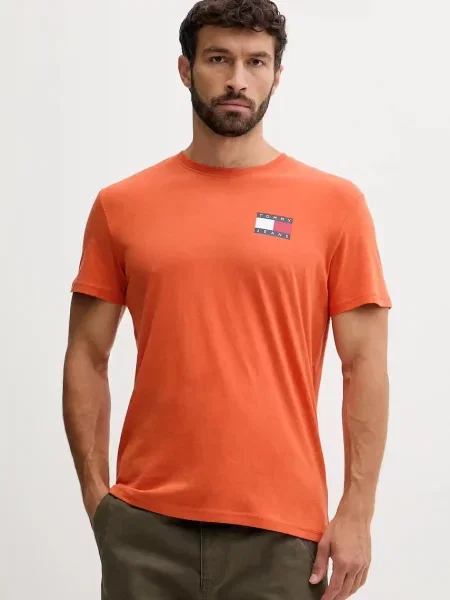 Tommy Jeans t-shirt z nadrukiem pomarańczowy