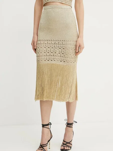 Fustă tip creion Simona Corsellini până la genunchi auriu